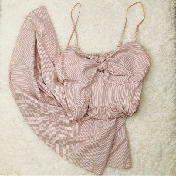 H&M Pinstripe A-Line Dress w/Bow Detail [Size: L] - Picture 2 of 5